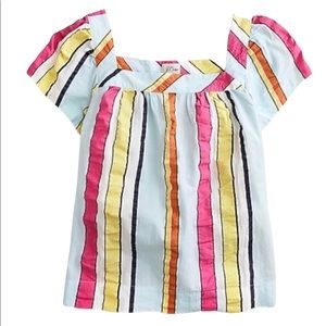 J. Crew Seersucker Style Ribbon Square Neck Relaxed Fit Shirt